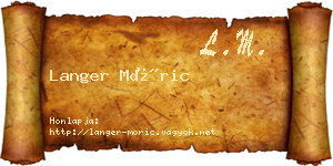 Langer Móric névjegykártya